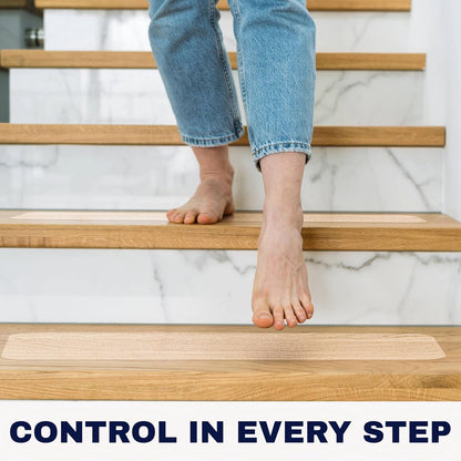 Clear Non Slip Stair Treads for Wooden Steps Indoor 30"x6" – 15-Pack Peel Stick Stair Treads – Self Adhesive Transparent Step Covers – Stair Grip Tape for Dogs, Kids – by STEPCORE