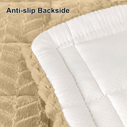 Smiry Non Slip Couch Covers for Dogs, Fuzzy Pet Couch Covers for 2-3 Cushion Sofa Pet Friendly, Soft Sofa Slipcovers Cushion Furniture Protector Washable (Beige, 27.6" x 59")