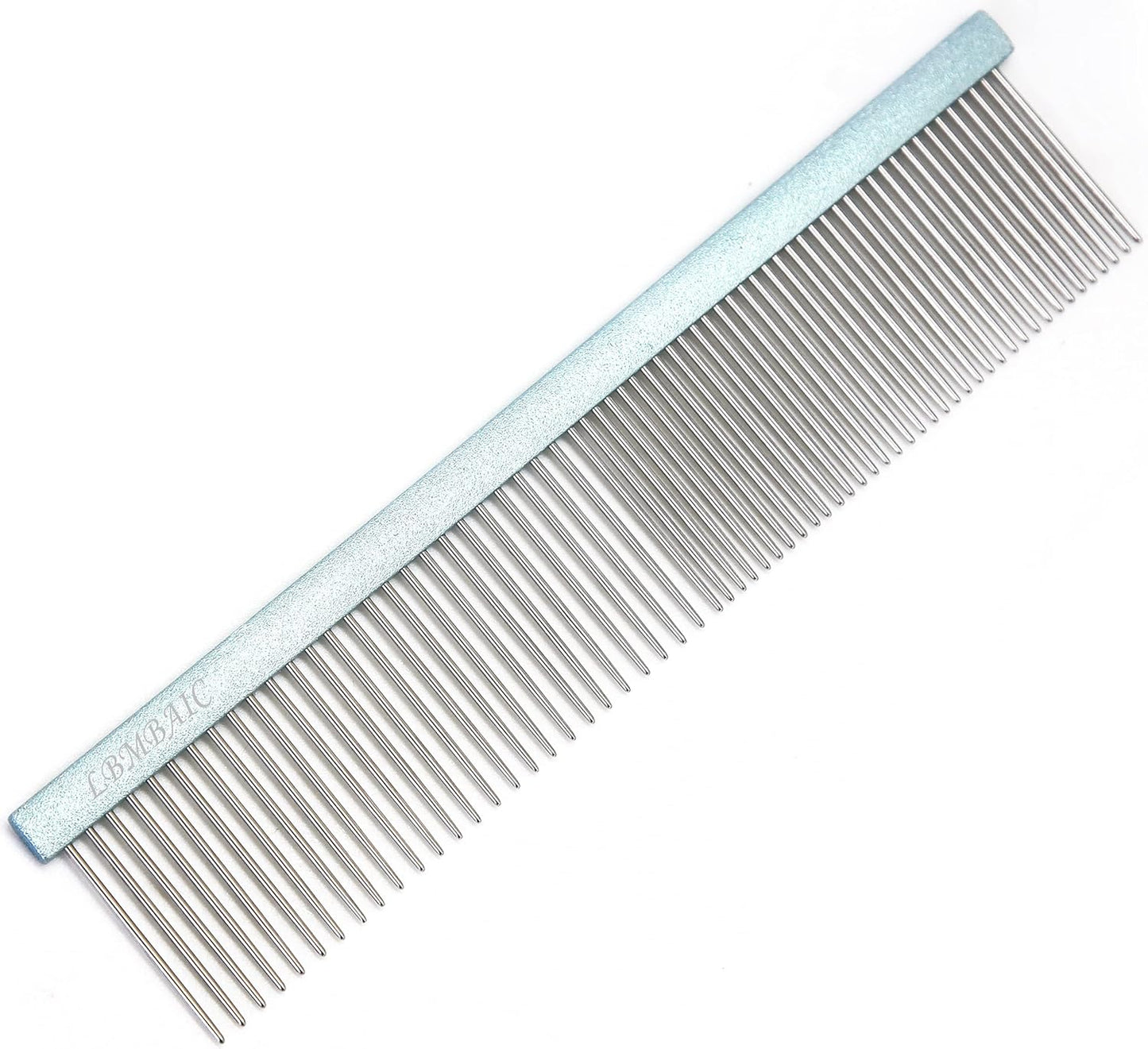 Metal Dog Grooming Comb for Shedding Tangles,Knots,Mats.Dog Combs With Long Wide Tooth for Long Thick Curly Hair Metal Pet Comb for Poodles and Goldendoodles Dematting.7.5INCHES.(Blue)
