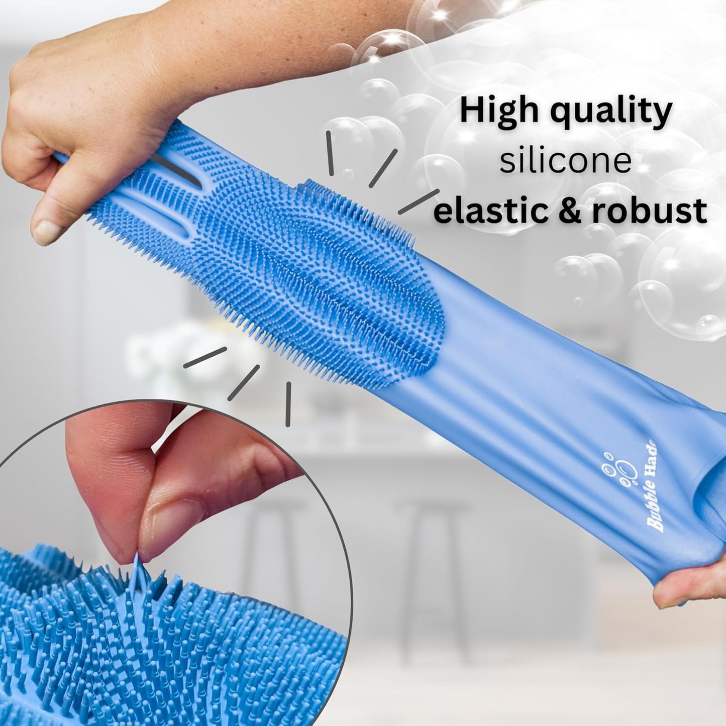 Dog Washing Gloves with Bristle Scrubbers, Reusable Silicone Gloves Ideal for Pet Bathing, Massaging & Grooming (Gray)