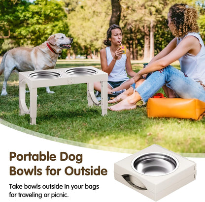 XIAZ Elevated Dog Bowls Large Breed Raised Dogs Bowl Stand Large/Medium Sized Dog Slow Feeder Dogs Bowls Food Water Stands 5 Heights Adjustable 9/11/12/14in Pet Feeder Dish Station