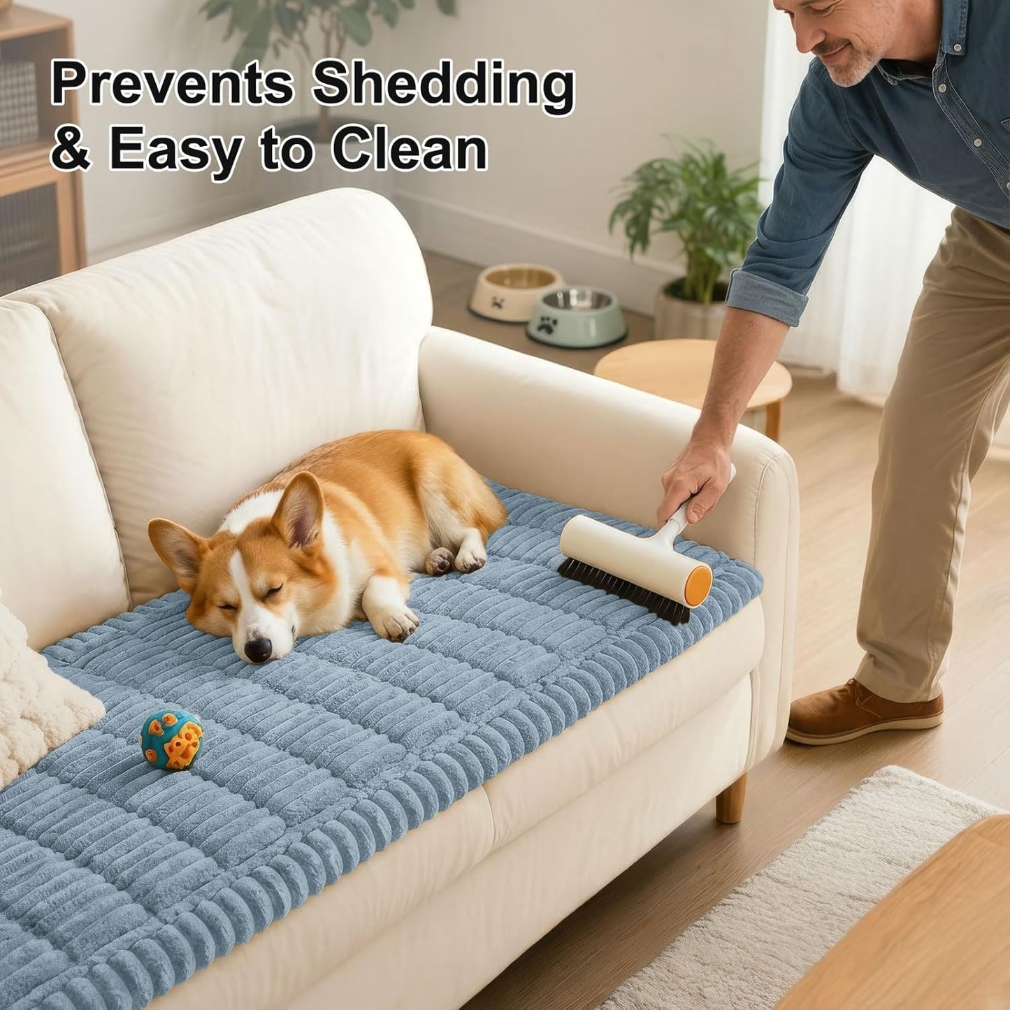 Smiry Couch Cover for Dogs, Non Slip Washable Sofa Protector for Pets, Soft Furniture Cover for Leather & Fabric Couches, Cozy Protect Against Fur, Dirt & Everyday Messes (Dark Grey, 27.6" x 59")