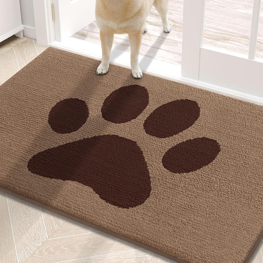 Buganda Dog Door Mat for Muddy Paws, Absorbent Dirt Trapper Washable Indoor Doormats, Non Slip Low-Profile Mud Mat for Dogs, Front Entrance Doormat for Inside Floor (30x20 Inches, Dark Grey)