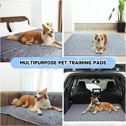 Sunheir Washable Pee Pads for Dogs Large 48" x 48" 2-Pack Reusable Puppy Pads Pet Training Pads, Absorb Dog Mats, Whelping Pad, Non-Slip Protects Against Urine Leakage (Leaves - Deep Grey, 48x48)