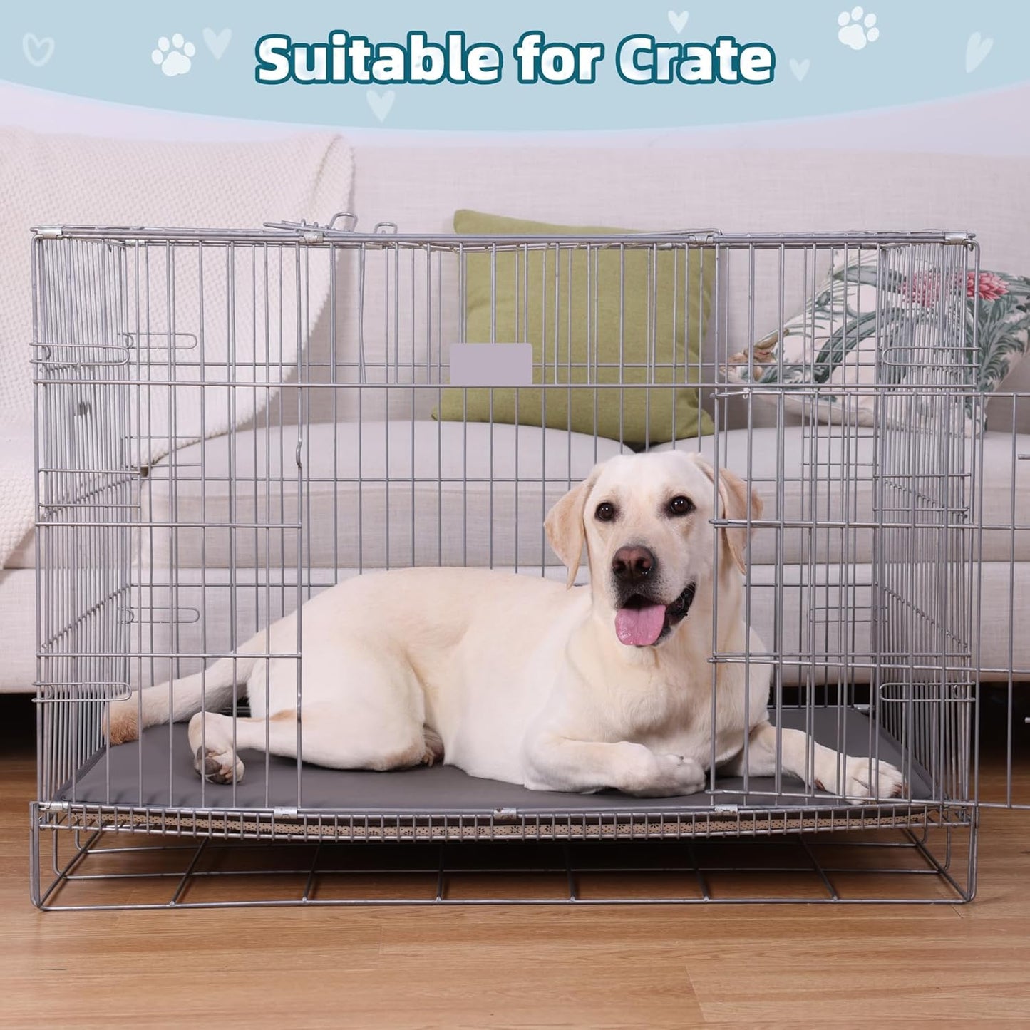 Dog Bed for Crate Pad High Resilience Foam Crate Pad Mat for Medium Large Dogs Washable Anti-Slip, Outdoor, 35" x 22",Dark Gray
