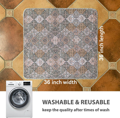 nunubaby Washable Pee Pads for Dogs, Stylish, Non-Slip and Leak-Proof Pee Pads. Reusable Potty Pads for Dogs for Crates and Floors.(Beige/Multi, 24" x48" )
