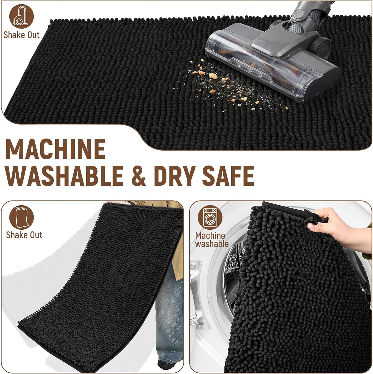 Absorbent Dog Door Mat for Muddy Paws, 60" x 24" Chenille Indoor Mats for Entryway, Trap Dirt Front Door Mat Indoor Entrance Washable Non Slip Soft