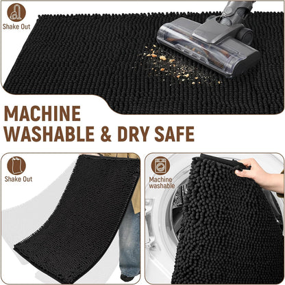 Absorbent Dog Door Mat for Muddy Paws, 60" x 24" Chenille Indoor Mats for Entryway, Trap Dirt Front Door Mat Indoor Entrance Washable Non Slip Soft