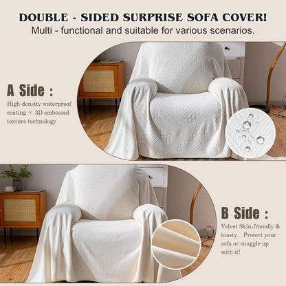 Waterproof Couch Cover, Reversible, Pet-Friendly, Washable and Anti-Slip Couch Covers for Sofa Protection with 3 Cushions, Sofa Slipcovers for Dogs and Cats (71×118in/Brown)