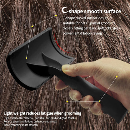 Slicker Brush for Poodles and Goldendoodles - Curved Brush for Thick, Fluffy, Shedding Fur on Dogs and Cats - Soft, Gentle Pins for Grooming (Blue)