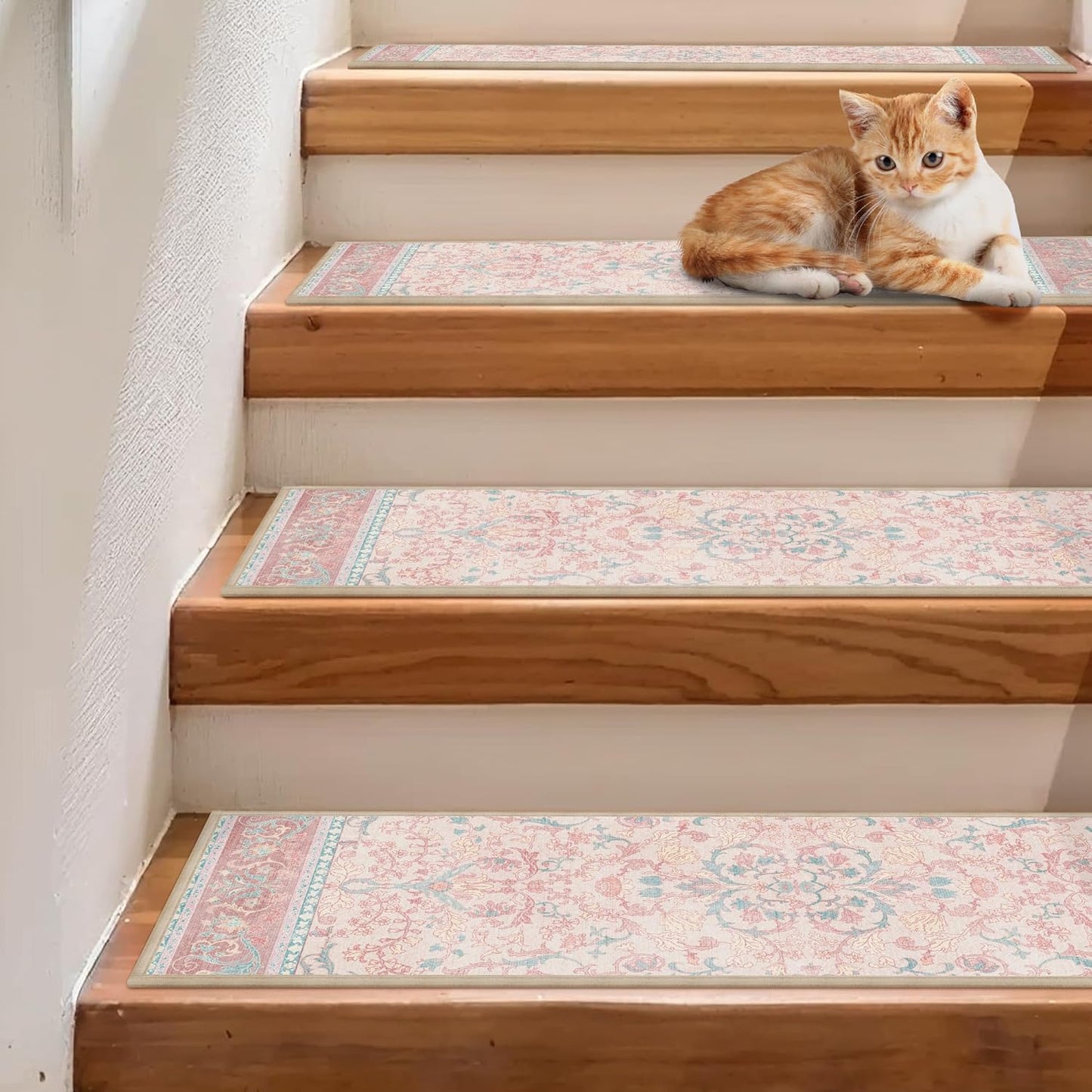 sarben Non Slip Stair Treads for Wooden Steps 15PCS - 8"x30" Indoor Safety Carpet, Edging Mats with TPE Adhesive Backing, Pet and Elderly Friendly Stair Rugs (Taupe) - Colors A
