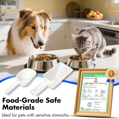 Food Scoop, Cup Capacity Dog Food Scooper With Measuring Lines For Dog, Puppy and Cat Coffee Bean Scoop, Flour Scoop 2 Pack (Grey)