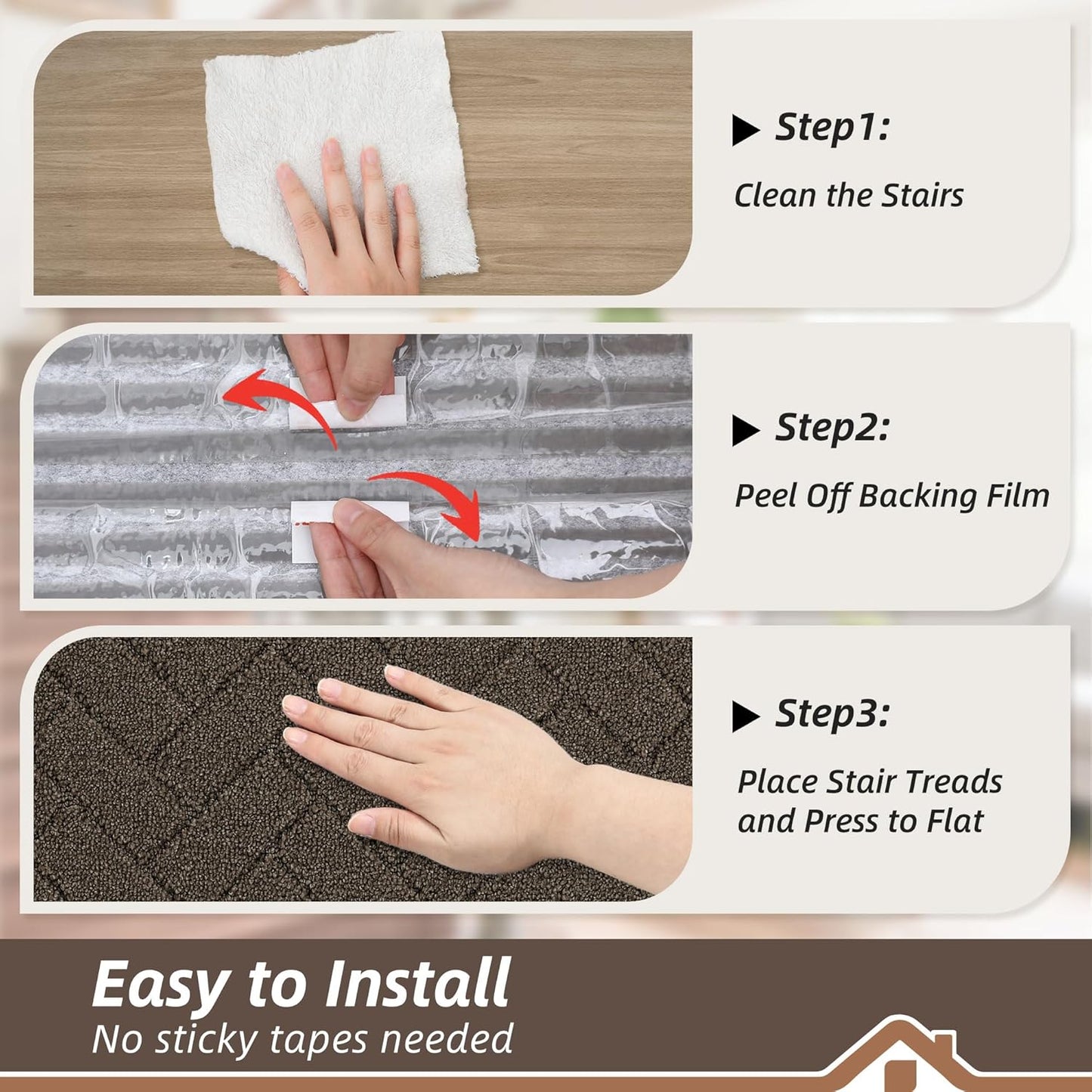 BEQHAUSE Stair Treads for Wooden Steps 28inX9in, Non Slip Carpet Stair Treads Indoor Stair Runners Machine Washable, Soft Stair Rugs Mat Surface Polyester TPE Backing, 4pcs, Charcoal