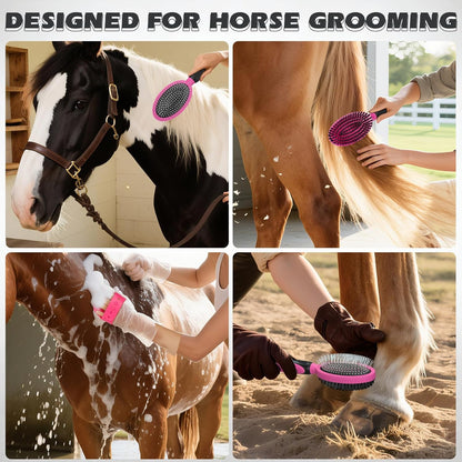 2PCS Pet Grooming Tools - Double-Sided Brush for Shedding and Bathing, Suitable for Short/Long Haired Dogs Cats and Horses, Deshedding Dog Brush, Mane & Tail Combs for Horses - Pet Supplies (Blue)