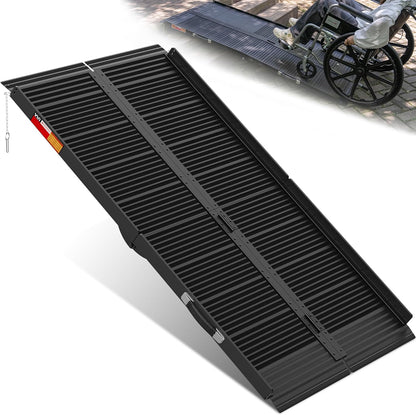 VNN Portable Wheelchair Ramp 4FT, Non-Slip Aluminum Ramps for Wheelchairs for Home, Handicap Wheelchair Ramps for Home Steps, Aluminum Loading Dock Plates, Doorways, Black