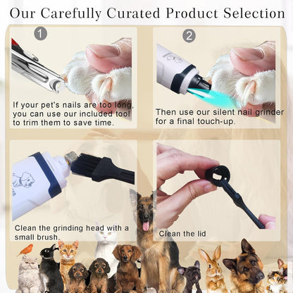 OUTMX 2026 Upgrade Dog Nail Clippers, Groom Silent Pro Nail Grinder Set, Dog and Cat Nail Clipper, Dog Nail Trimmers for Small and Medium-Sized Pets of Different Sizes