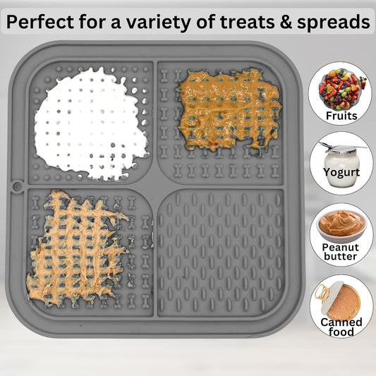 Dog Lick Mat - 2 Pack Slow Feeder for Dogs & Cats to Keep Them Busy Ideal for Grooming & Bathing - Anxiety Relief & Calming