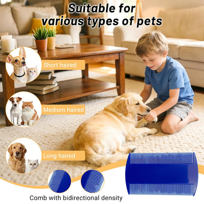 7 Pack Flea Comb Set for Cats and Dogs, Stainless Steel & Plastic Pet Grooming Combs with Dog Eye Comb & Tear Stain Comb, Flea Comb for Small Dogs, Puppy Comb, Tick Comb, Cat Flea Comb Grooming Kit