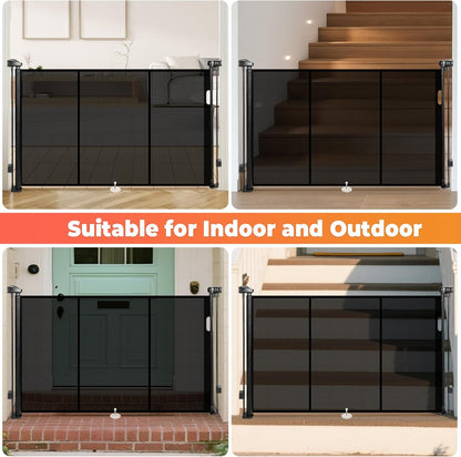 19.7ft Retractable Baby Gates Dog Gate - 236" Extra Wide Expandable Child Safety Gate,37" Tall Toddler Pet Mesh Gate with Reinforced Strips for Doorways,Stairs,Hallways,Outdoor & Indoor Large Openings