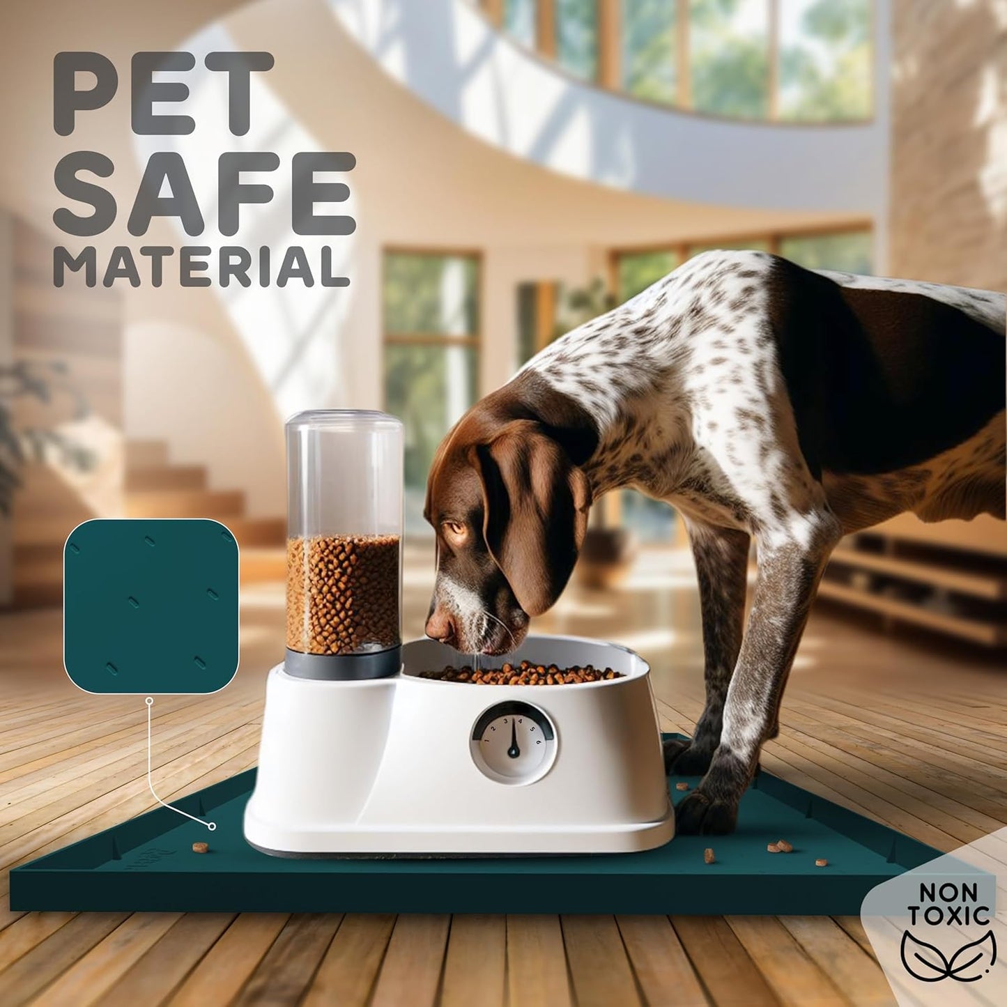 Dog Food Mat - Raised Edges Dogs Mat for Food and Water Prevent Spill, Waterproof Cat Food Mats Protect Floors, Easy Clean Dog Bowl Mats for Food and Water, Silicone Pet Feeding Placemats