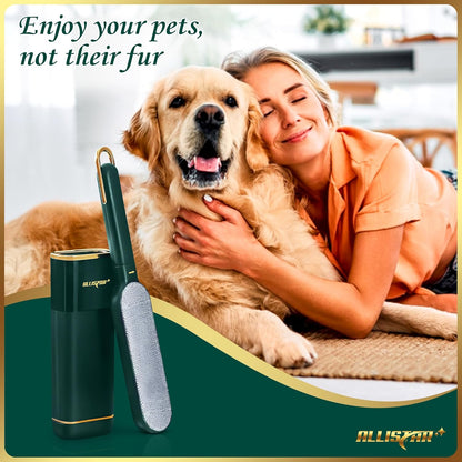 Pet Hair Remover, Lint Remover, Lint Brush for Clothes, Furniture, Carpets, Car Seats. Cat Hair Remover. Dog Hair Remover Laundry. Double-Sided. Reusable. Self-Cleaning Base. ALLISTAR (Forest Green)