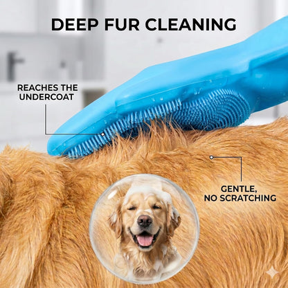 NVNAN Dog Bath Gloves for Washing, Pet Grooming Gloves with Shampoo Brush, Dog Bath Brush for Dogs and Cats, Essential Dog Bath Supplies (1 Pair, Pink)