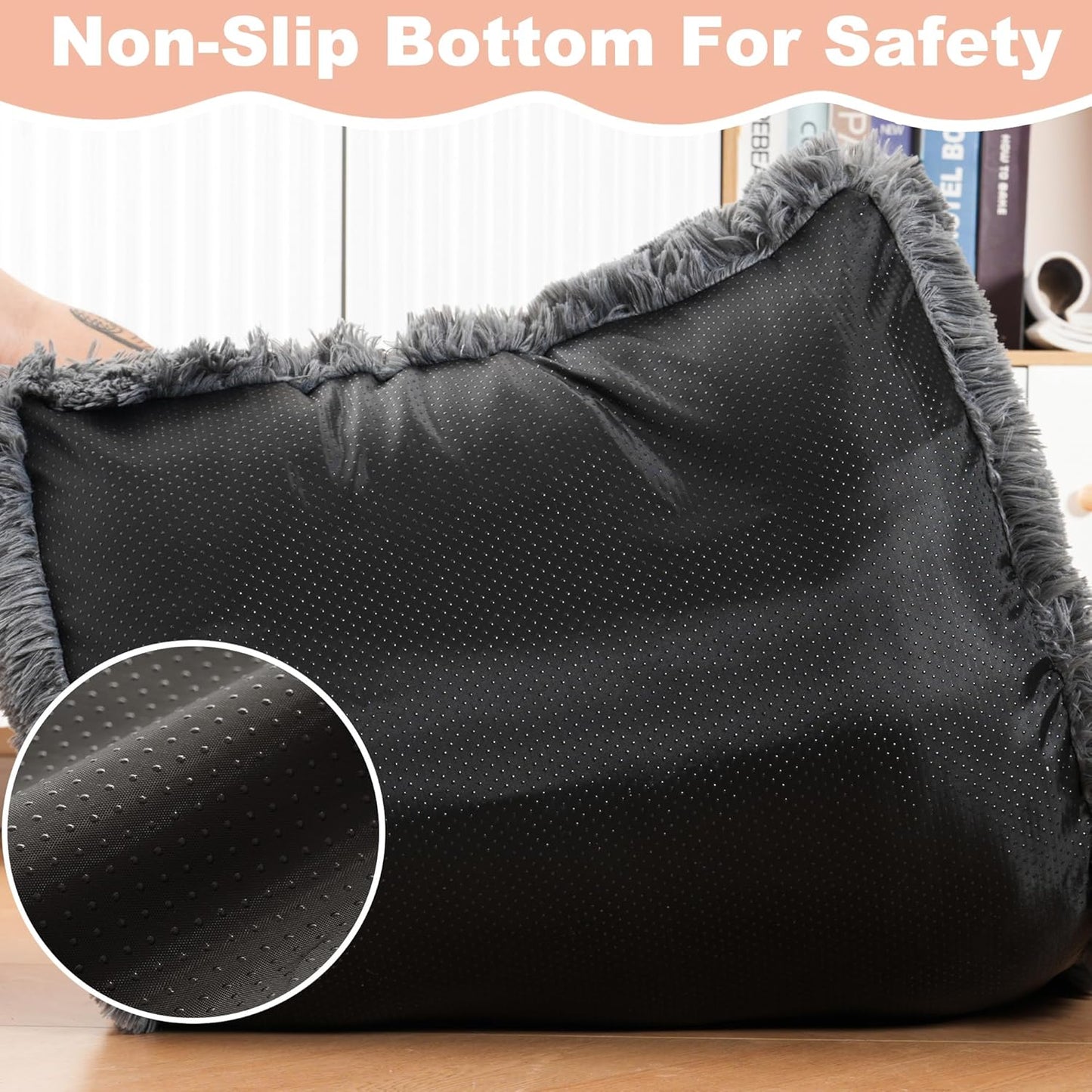 Bedfolks Waterproof Dog Crate Bed, Plush With Removable Washable Cover, Faux Fur Crate Pad for Medium Dogs, Fluffy Kennel 29"x21", Dark Grey