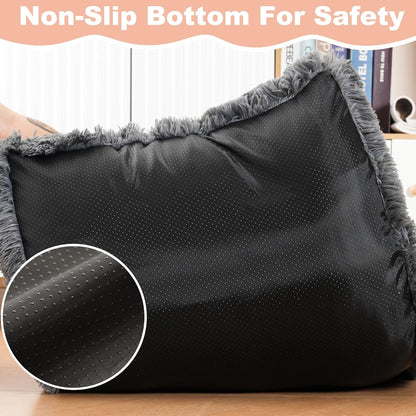 Bedfolks Waterproof Dog Crate Bed, Plush With Removable Washable Cover, Faux Fur Crate Pad for Medium Dogs, Fluffy Kennel 29"x21", Dark Grey