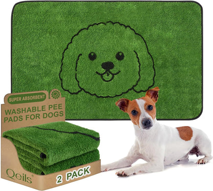 Qeils Reusable Puppy Pads, Washable Pee Pads for Dogs 2 Pack Durable Absorbent Leakproof Dog Training Pads for Home or Travel, Non-Slip Wee Wee Pads Potty Pads 18"x24"