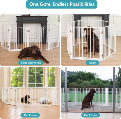No Pawblems Free Standing Dog Gate with Door, 30'' Tall Foldable Dog Fence for Indoor & Outdoor, Up to 78 Inch Extra Wide Puppy Gate for Stairs, Hallways, Doorways, Deck, Yard (Black, 3 Panels)