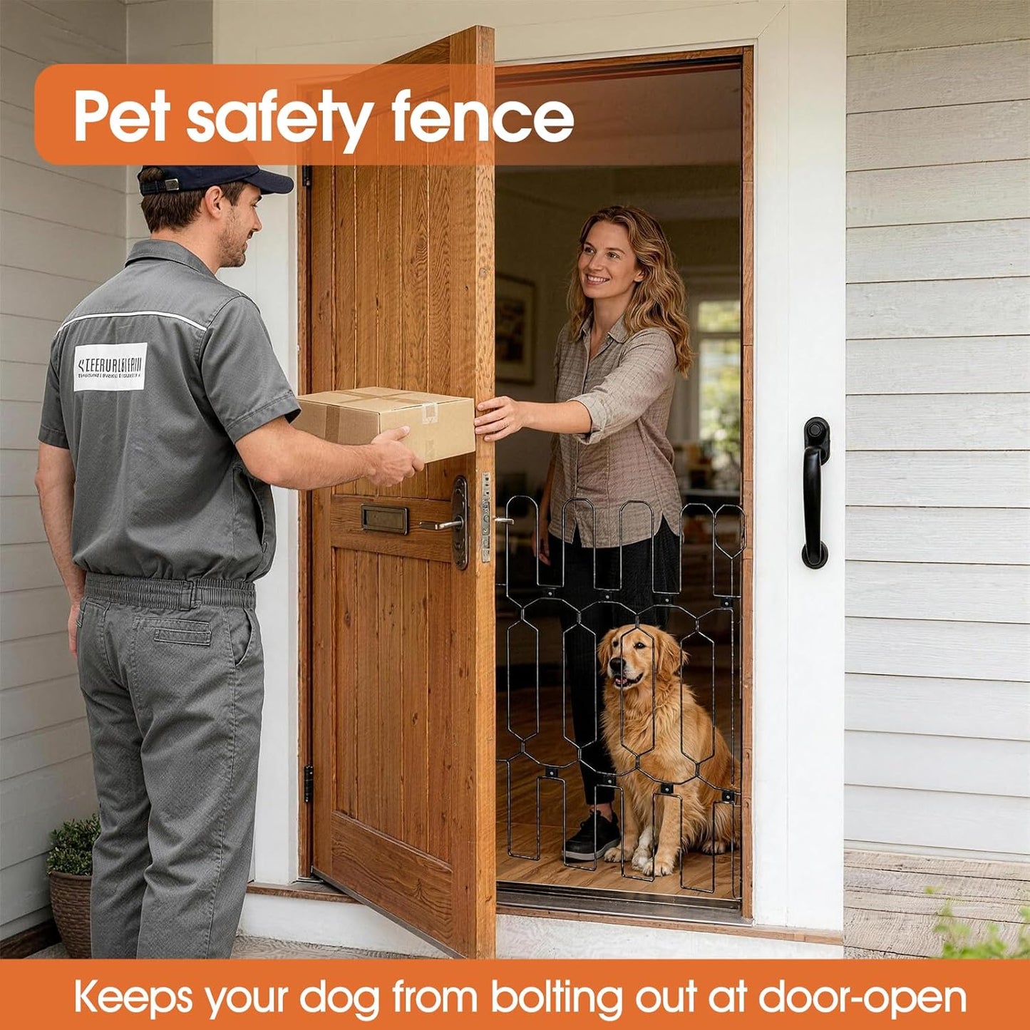 Metal Retractable Dog Gate for Front Door, Adjustable Pet Barrier & Door Blocker, Foldable Gate for Apartments, RVs, Indoor and Outdoor Use, 26” x 30”