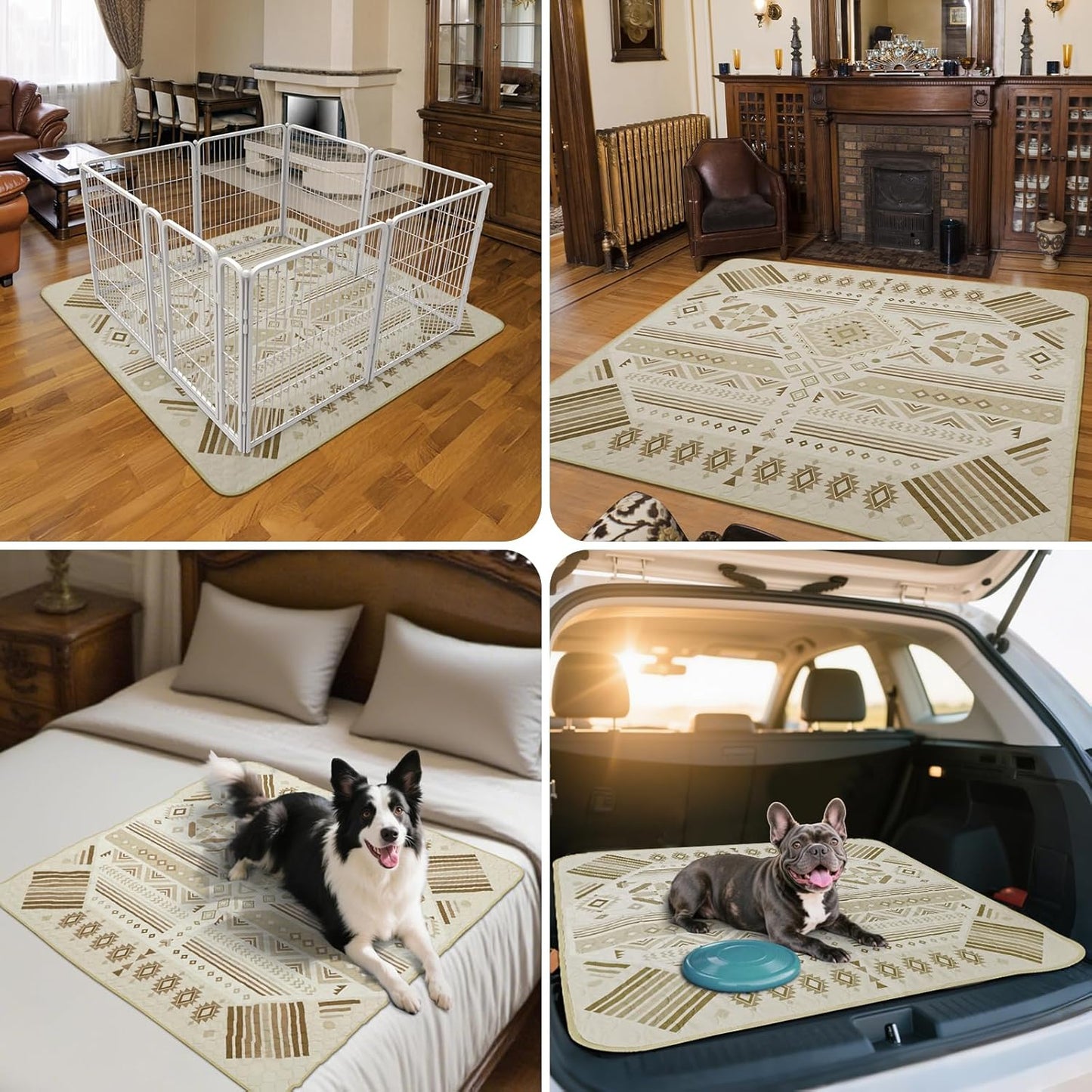 FXW Washable Pee Pads for Dogs, Puppy Pads with Super Absorbent, Specifically Designed for FXW Rollick/Homeplus 24inch 6 Panels Dog Playpen, 39" x 63" Rectangle, Khaki, 1 Pack