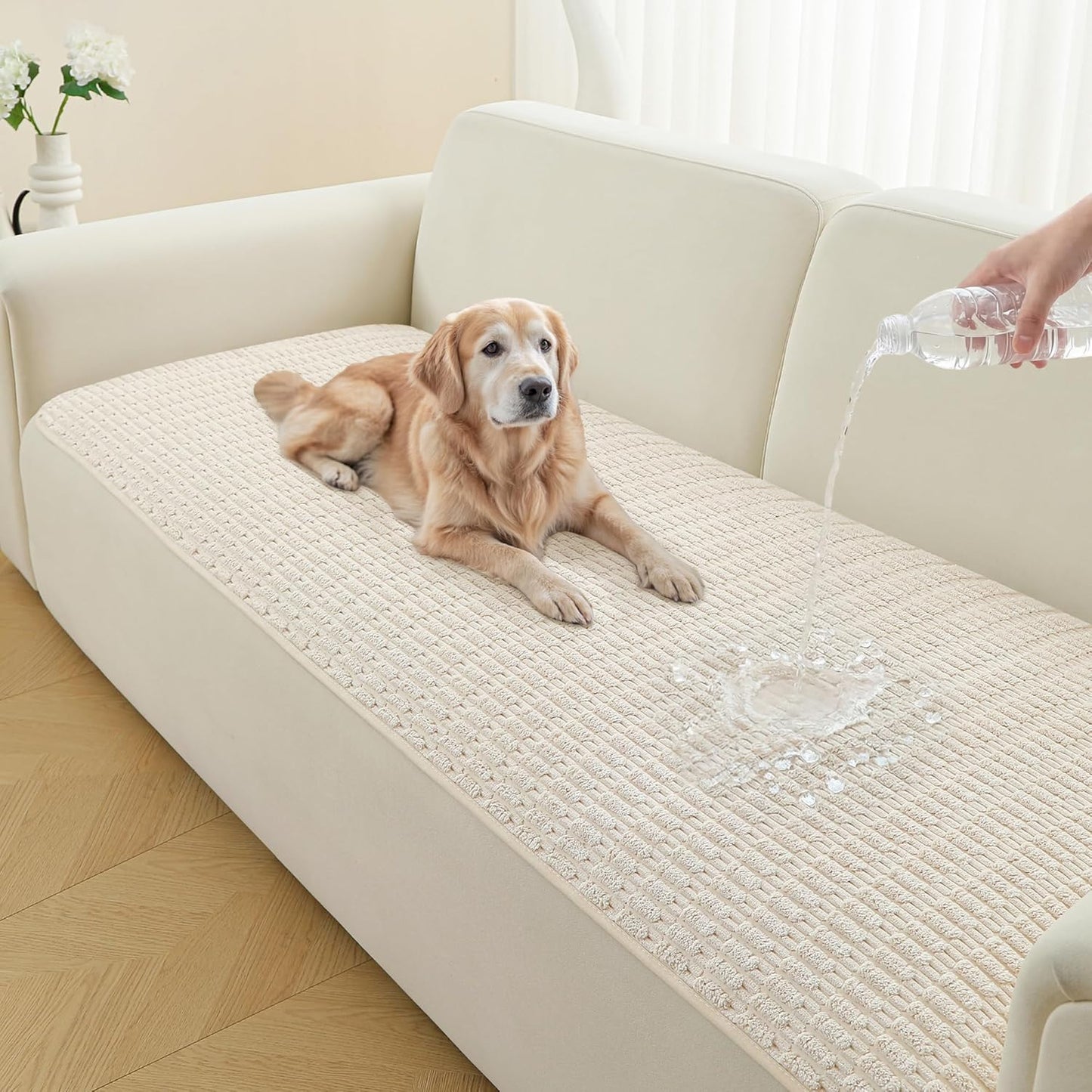 Waterproof Couch Cover for Dogs Washable, Non Slip Back Sectional Sofa Covers for 3 Cushion Couch Pet Friendly, Soft Dog Bed Cover. (Coffee, 30" x 53")