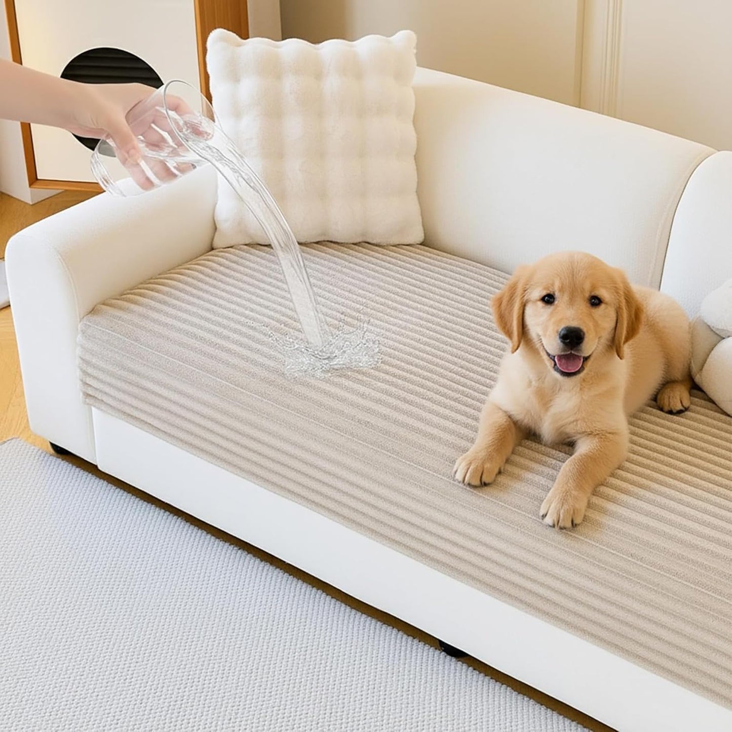 MYSKY HOME 100% Waterproof Couch Cover for Sofa, Couch Covers for Dogs, Non Slip Back Pet Sectional Sofa Covers for 3 Cushion Couch, Sofa Covers Washable, Dog Bed Cover, Dark Grey, 35"x70.9"