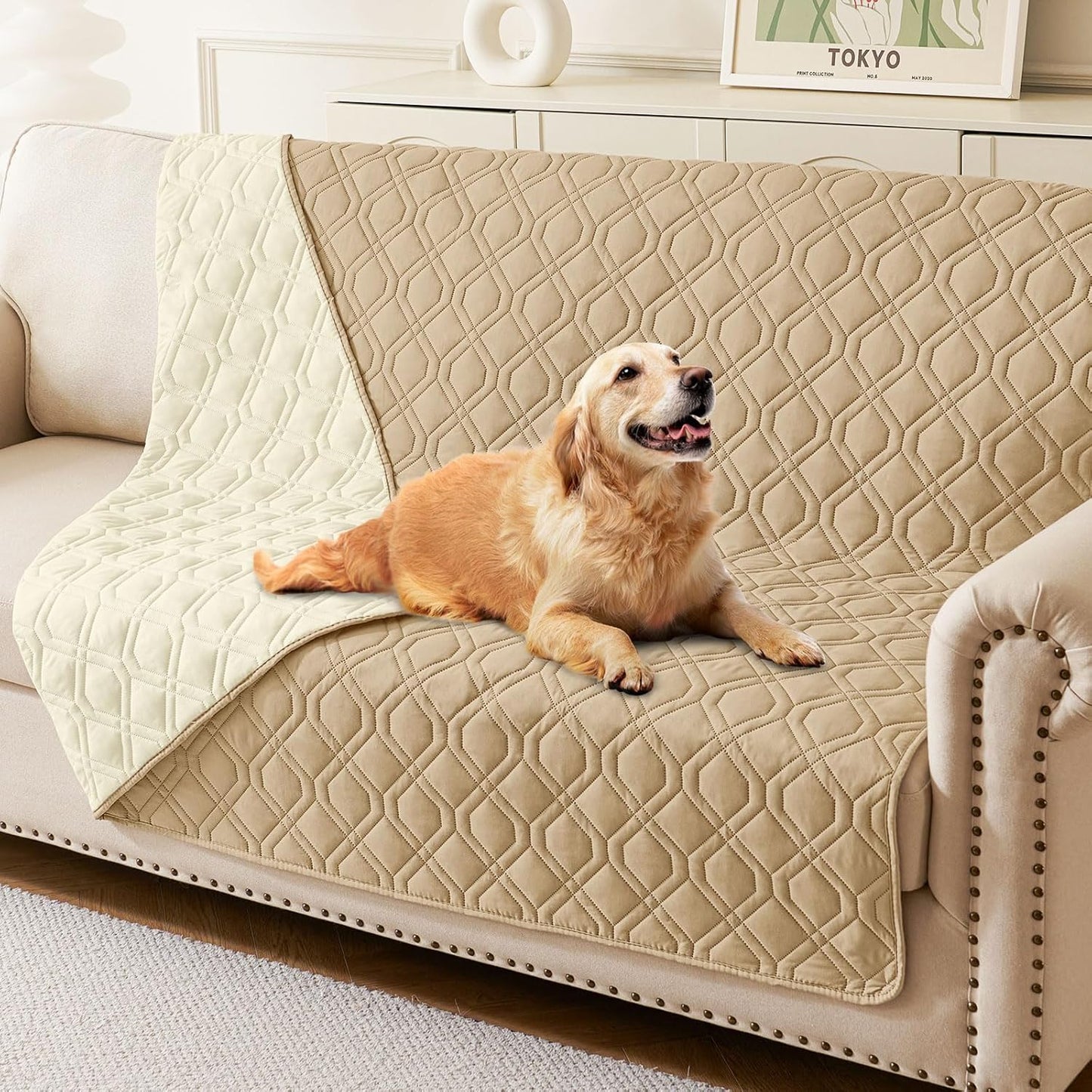 hyha Waterproof Dog Bed Blanket, Soft Pet Blankets, Waterproof Couch Cover for Dogs, Reversible Sofa Covers Washable for Furniture (30x70 Inch, Grey/Dark Grey)
