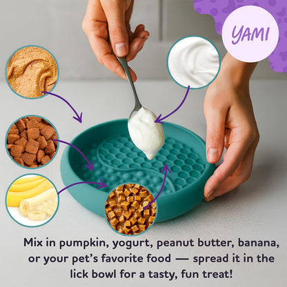YAMI Dog Lick Bowl, Lick Mat for Dogs, Wet Food Cat Slow Feeder, Freeze Bowl, Enrichment & Puzzle Toy for Anxiety Relief, Food-Grade Silicone, Suction Cups, Dishwasher Fit, for All Breed (Light Gray)