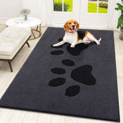 Smiry Dog Door Mat for Muddy Paws, Absorbs Moisture and Dirt, Low-Profile Entryway Mat with Non-Slip Backing, Entry Indoor Outdoor Doormat for Inside Floor (30x20 Inches, Grey, Striped)