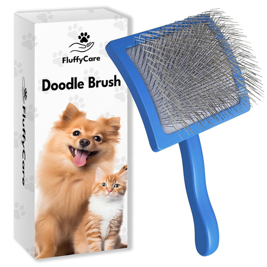 Slicker Brush for Dogs, Dog Brush for Shedding Massaging, Doodle Brush for Long Haired Dogs with Extra Long Pins to Effectively Remove Tangles, Knots and Mats (LARGE) (Blue, Large)