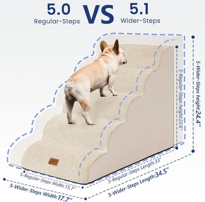 GoGoBunny Ramp Dog Stairs for Couch Sofa and Chair 15.7" H, 3-Step Pet Steps for Small Dogs and Cats, Non-Slip Waterproof Fabric Cover, Stable and Balanced Indoor Step, Pets Friendly, Grey