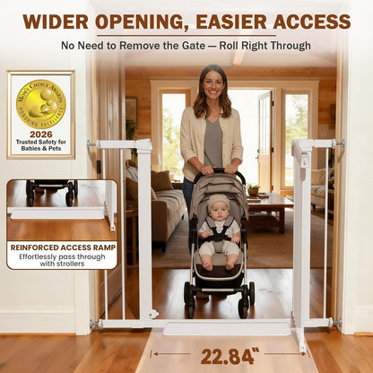 Mumeasy 36" High Extra Tall Dog Gate, 29.6"-40.5" Wide Pressure Mounted Tall Baby Gate for Dog, Auto Close Pet Gate with Door for Stairs,Doorways,House,Black