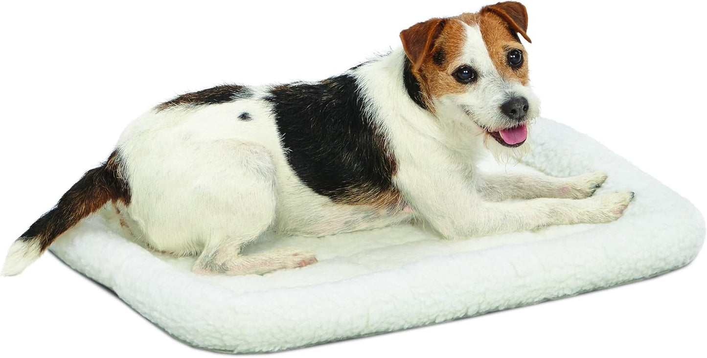 MidWest Homes for Pets QuietTime Dog Bed - White Fleece Bolster, Ultra-Soft and Machine Washable, Fits 24-Inch Crates and Carriers, for Small Breed Dogs