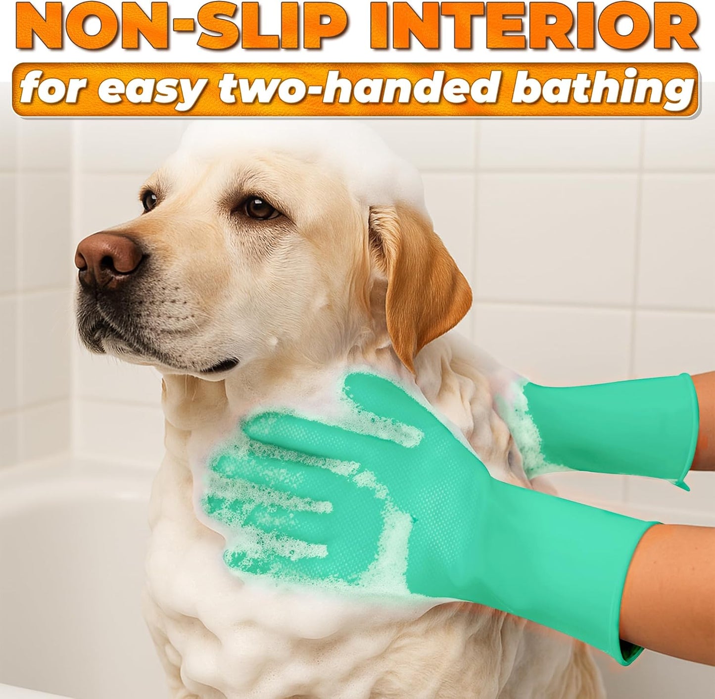 Cat and Dog Shampoo Gloves with 3000 Soft Bristles – 2-in-1 Dog Bath Gloves 11.6", Durable Silicone, Saves Shampoo | Massage, Grooming & Clean Wet or Dry – Made for Every Breed and Coat Style (Blue)