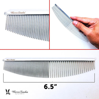 Warren London Detangling Strong Comb for Dogs | 10 inches | Comfort Control Durability and Detail for Small Medium Large Dogs | Ergonomic Dog Cat Grooming Pet Supplies Deshedding Mat Tool
