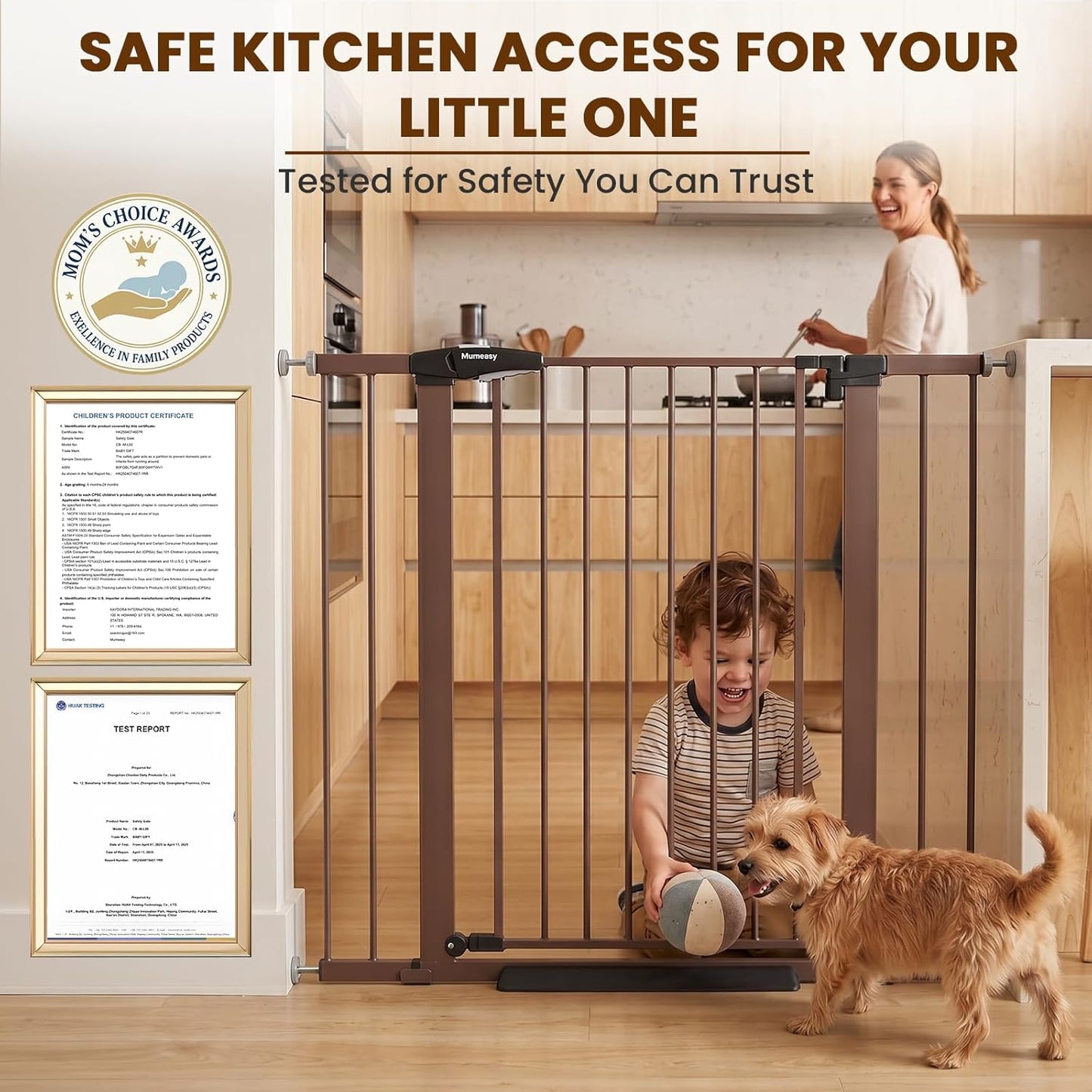 Mumeasy 36" High Extra Tall Dog Gate, 29.6"-40.5" Wide Pressure Mounted Tall Baby Gate for Dog, Auto Close Pet Gate with Door for Stairs,Doorways,House,Black