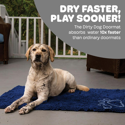 Dog Gone Smart Dirty Dog Doormat - Fast Drying Rug with Super Gripper Backing for Clean Floors - Super Absorbent and Machine Washable Mat for Muddy Paws - Grey