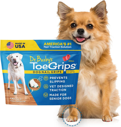Dr Buzby's Large ToeGrips for Dogs - Instant Traction on Wood/Hardwood Floors - Anti Slip Relief - Grippers for Senior Dogs - Stop Sliding Instantly - Rubber Nails for Paws - 1 Pack (20 Grips)
