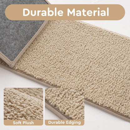 tchdio Stair Treads Landing Mat Non Slip, Soft Stair Treads for Wooden Steps Indoor, Stair Carpet Treads Reusable Adhesive for Kids Elders and Pets, Washable Stair Rugs Stair Runner 31"x31" Beige