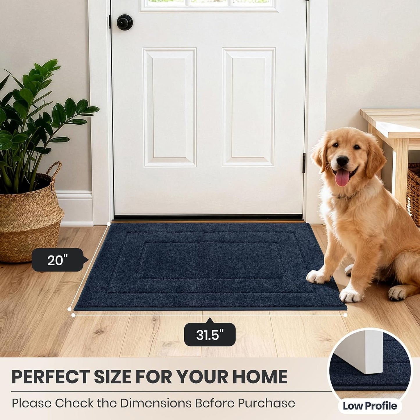 PURRUGS Dirt Trapping Door Mat 32" x 47", Non-Slip/Skid Machine Washable Entryway Rug, Dog Doormat, Super Absorbent Welcome Mat for Muddy Wet Shoes and Paws, Grayish Brown