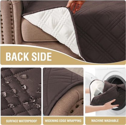H.VERSAILTEX 100% Waterproof Slipcovers for Couches and Sofas Modern Pet Couch Cover Thick Soft Furniture Protector with Elastic Straps(Sofa, Lily Pad/Beige)