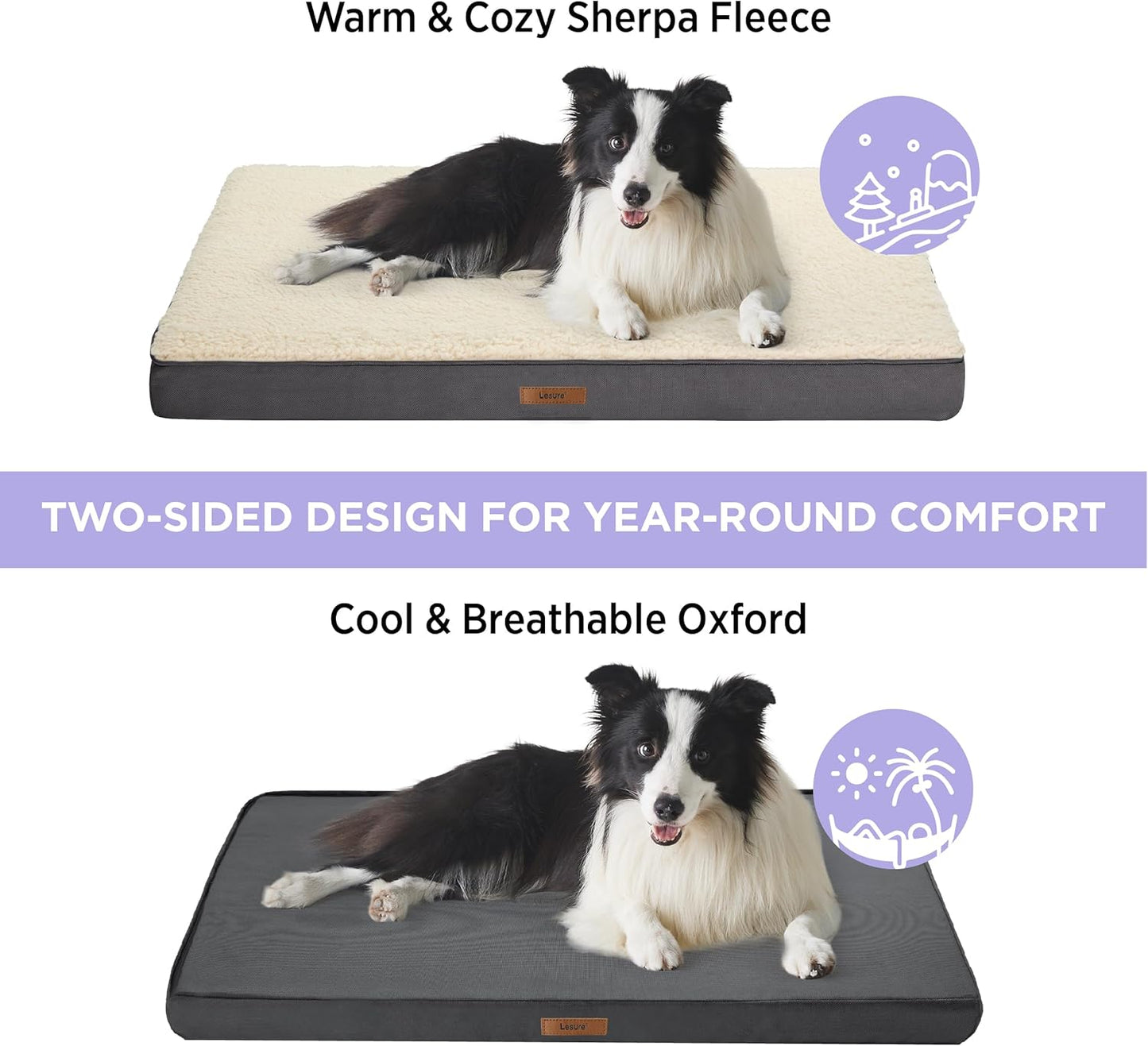 LE SURE Waterproof Dog Bed Cover Replacement Washable - Large Size for Pet Mat 36x27x3 Inches, Grey